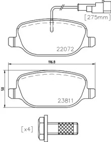 HELLA PAGID 8db355023351 -  Комплект тормозных колодок, дисковый тормоз